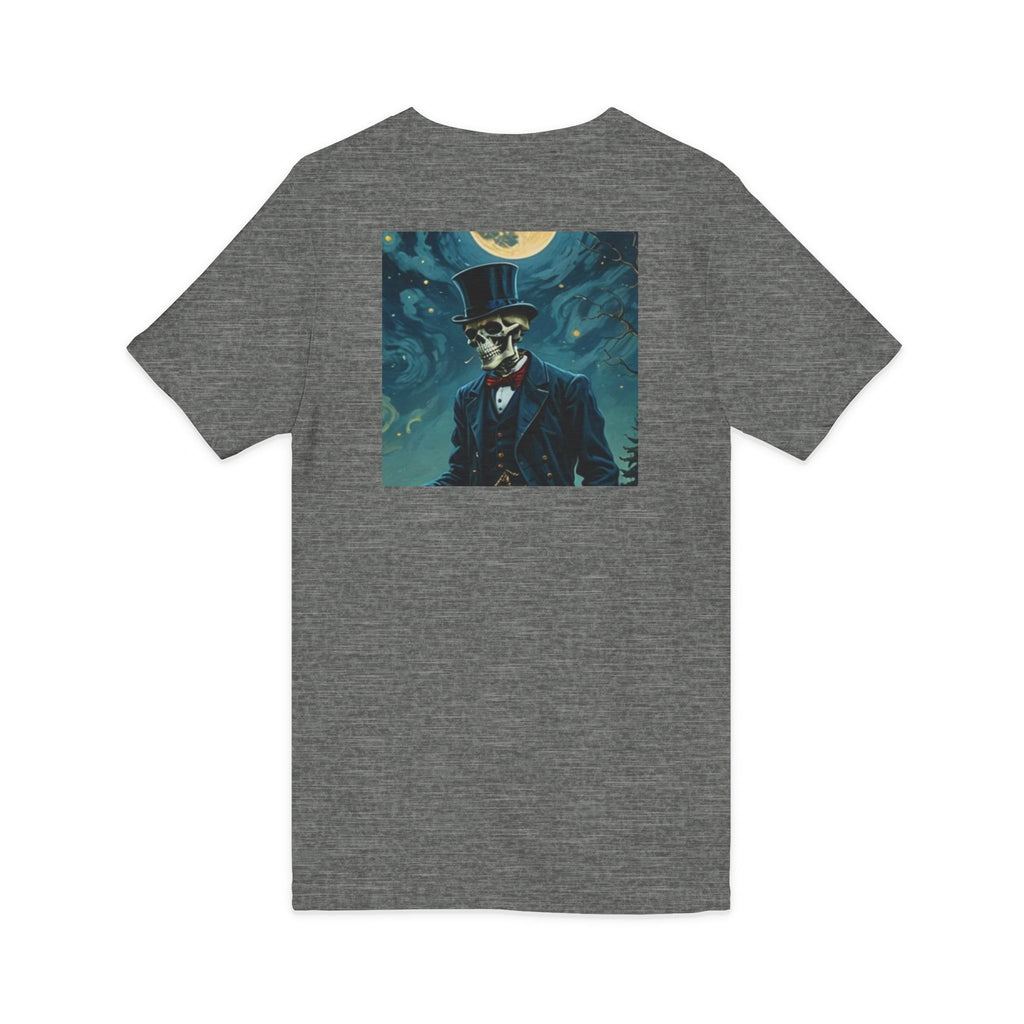Skeleton Gentleman V-Neck Tee — Gothic Skull Top Hat Shirt
