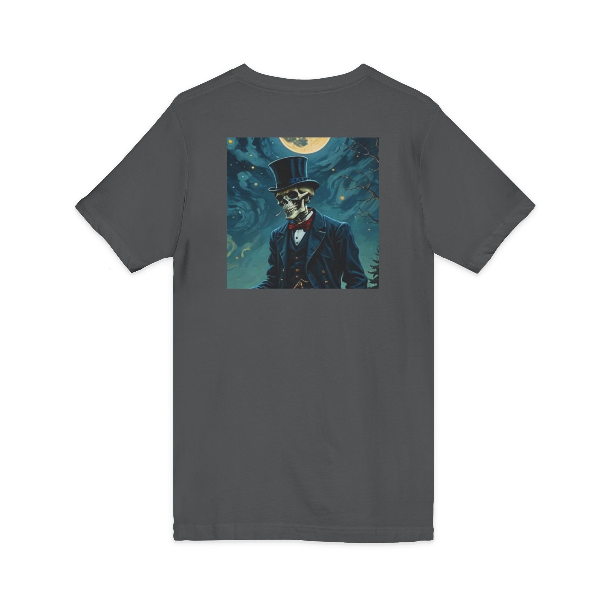 Skeleton Gentleman V-Neck Tee — Gothic Skull Top Hat Shirt